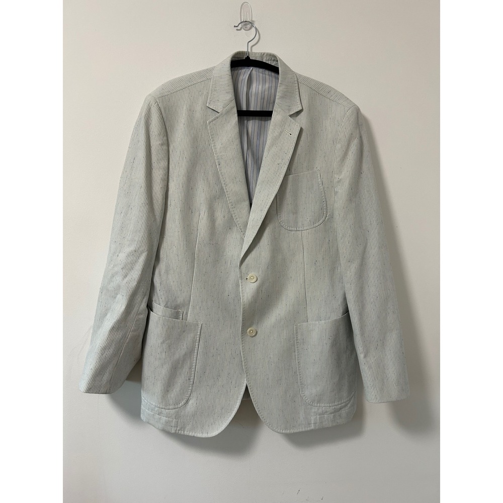 Flynt Babbit Blazer Men 44R Blue White Stripe Silk Coastal Preppy Sport Coat